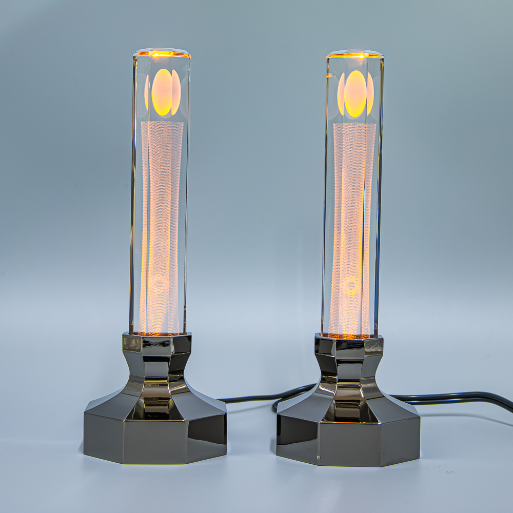 クリスタルキャンドル 大 26cm オレンジ ロウソク型 コンセント式 創価